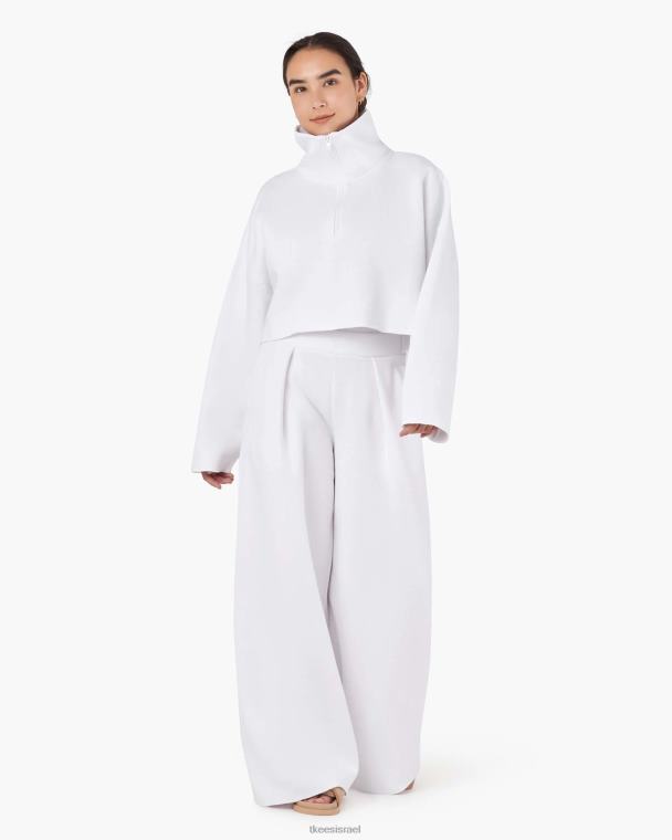 לבן TKEES צמר ליבה קצוץ חצי רוכסן הַלבָּשָׁה B2006176