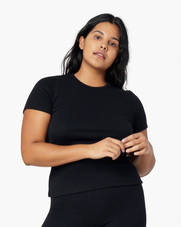 שָׁחוֹר TKEES טי שרוול כובע צלעות סופר הַלבָּשָׁה B2006199